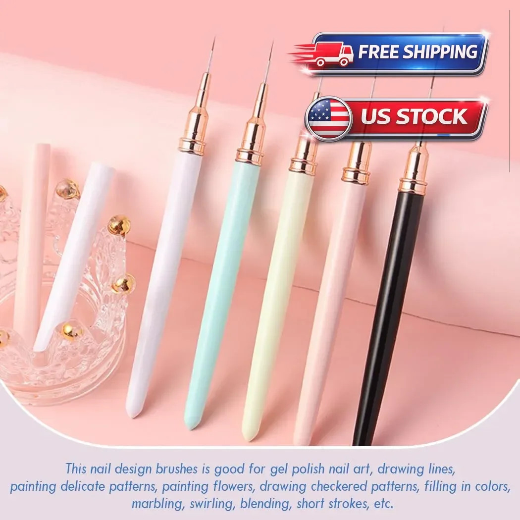 5pcs Nail Art Liner Brush Pen Set Elongated Striping Drawing Professional Tools