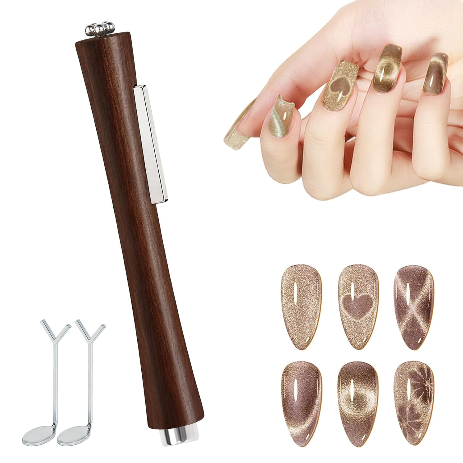 4 in 1 Cat Eye Nail Magnet Stick with Heart Shaped Tool, Multifunctional Magneti