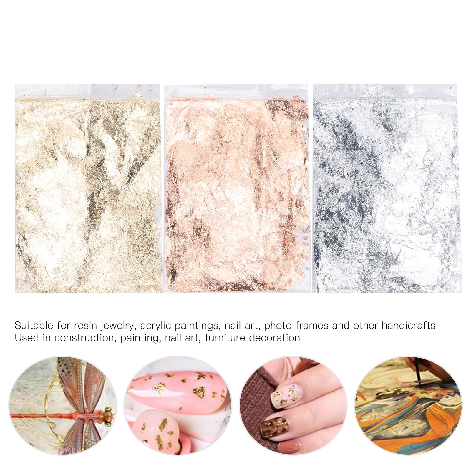 1 Set 3 Colors Foil Flakes Gilding Leaf HandMade Painting Resin Jewelry Craft