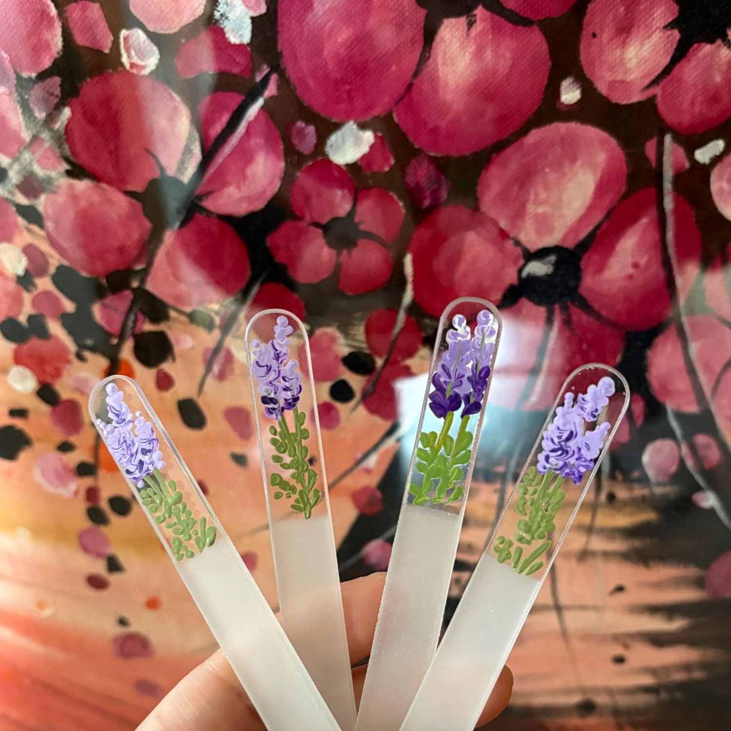 Hand-Painted Lavender Glass Nail File – Crystal for