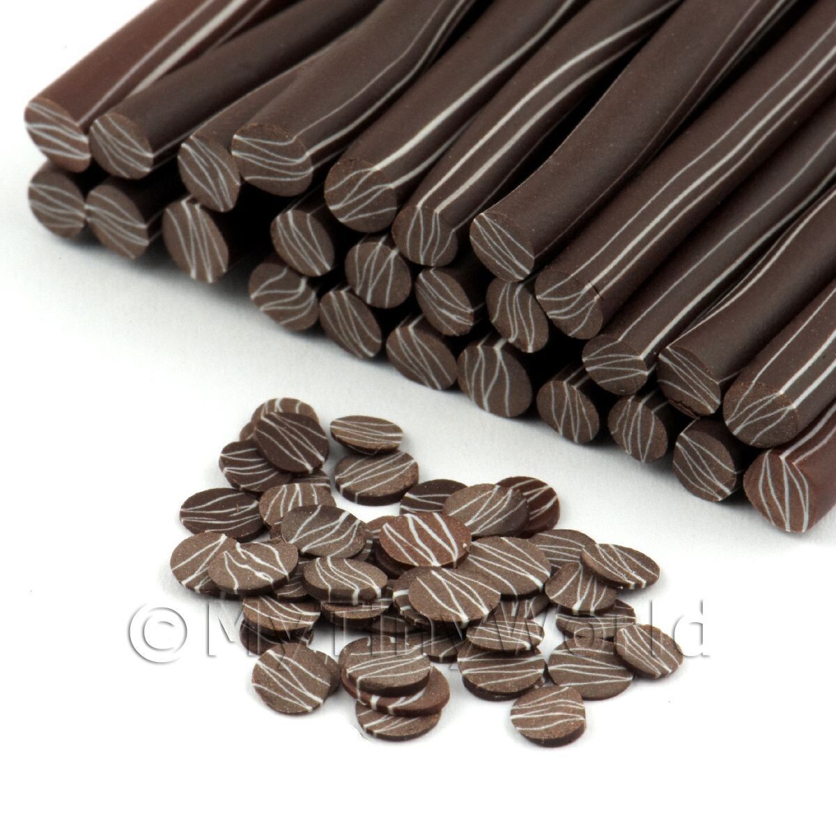 2 x Handmade Dark Chocolate Ripple Nail Art Cane