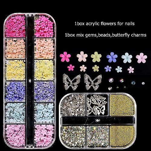 3D Flowers Nail Charms, 3D Pink Pastel Acrylic Flower for Nails, flowers-gems