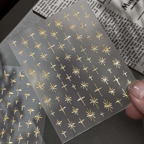 Gold Star Nail Stickers 3D Self Adhesive Star Nail Design Decals Style-38