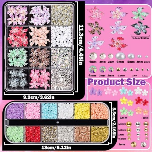 3D Nail Charms and Gems for Nail Art 3D Flower Rein 2pcs multicolor flowers-1