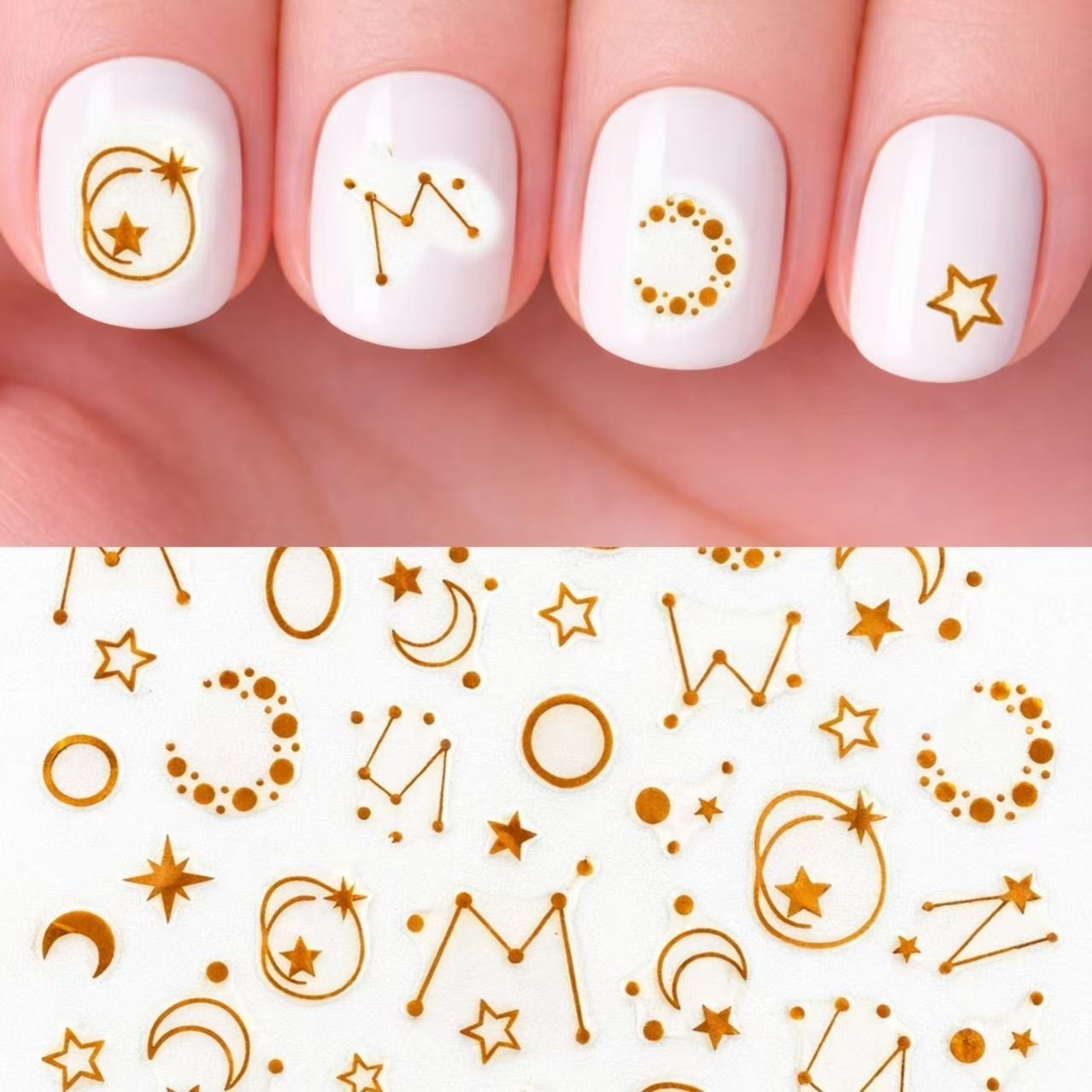 Galaxy Star Nail Decals Moon Horoscope Nail Art Peel & Stick 80 Decals