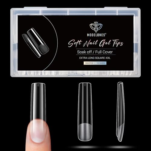 Long Square XXL Fake Nail Tips – 504Pcs Gel Tips Pre-shaped Half B1-XXL Square