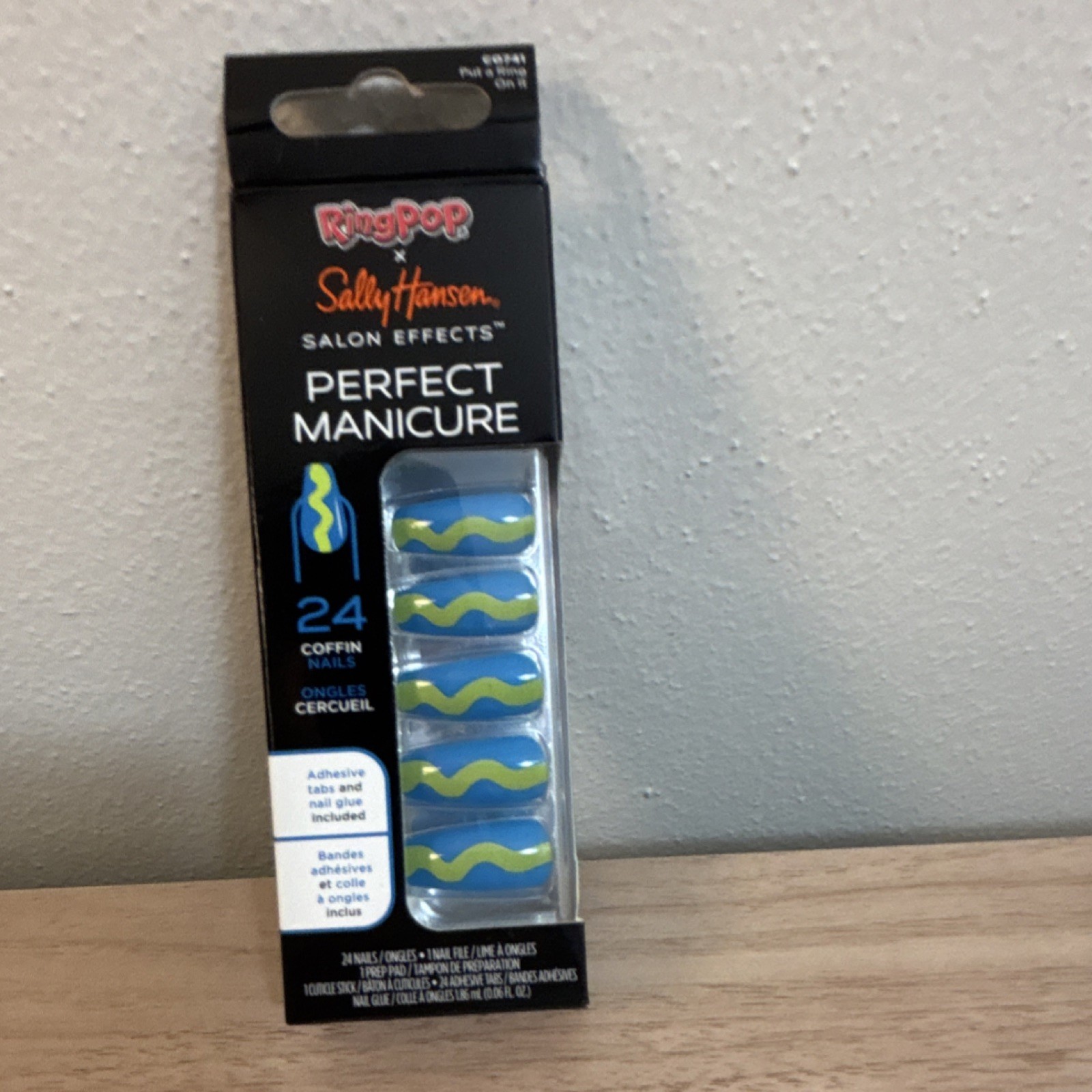Sally Hansen Press-On Coffin Nails Blue Green 24 Count Full Cover Glue Included