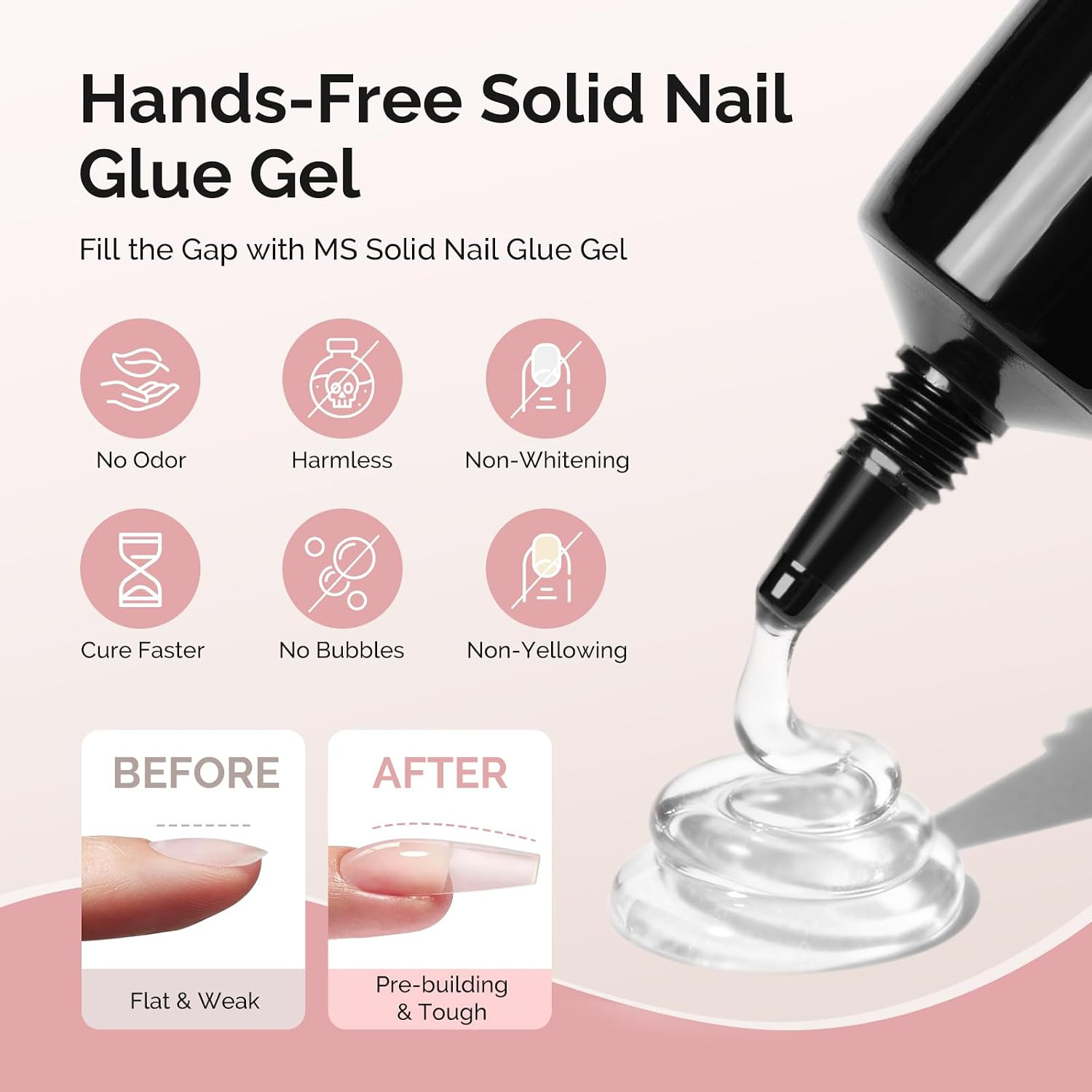 Long Coffin Gel Nail Tips Kit-300Pcs Pre-Building Apex Fake Nail Tips 20G Solid