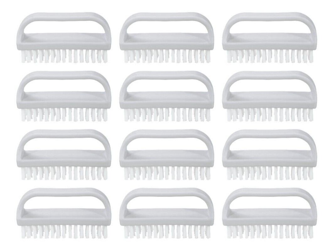 Superio White Nail Brush Cleaner with Handle 12 Set Durable Scrub Brush to Clean