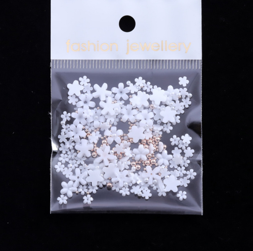Manicure Design Steel Ball 4g/Bag 3D Pink Flower Nail Art Jewelry Mixed Size NH9