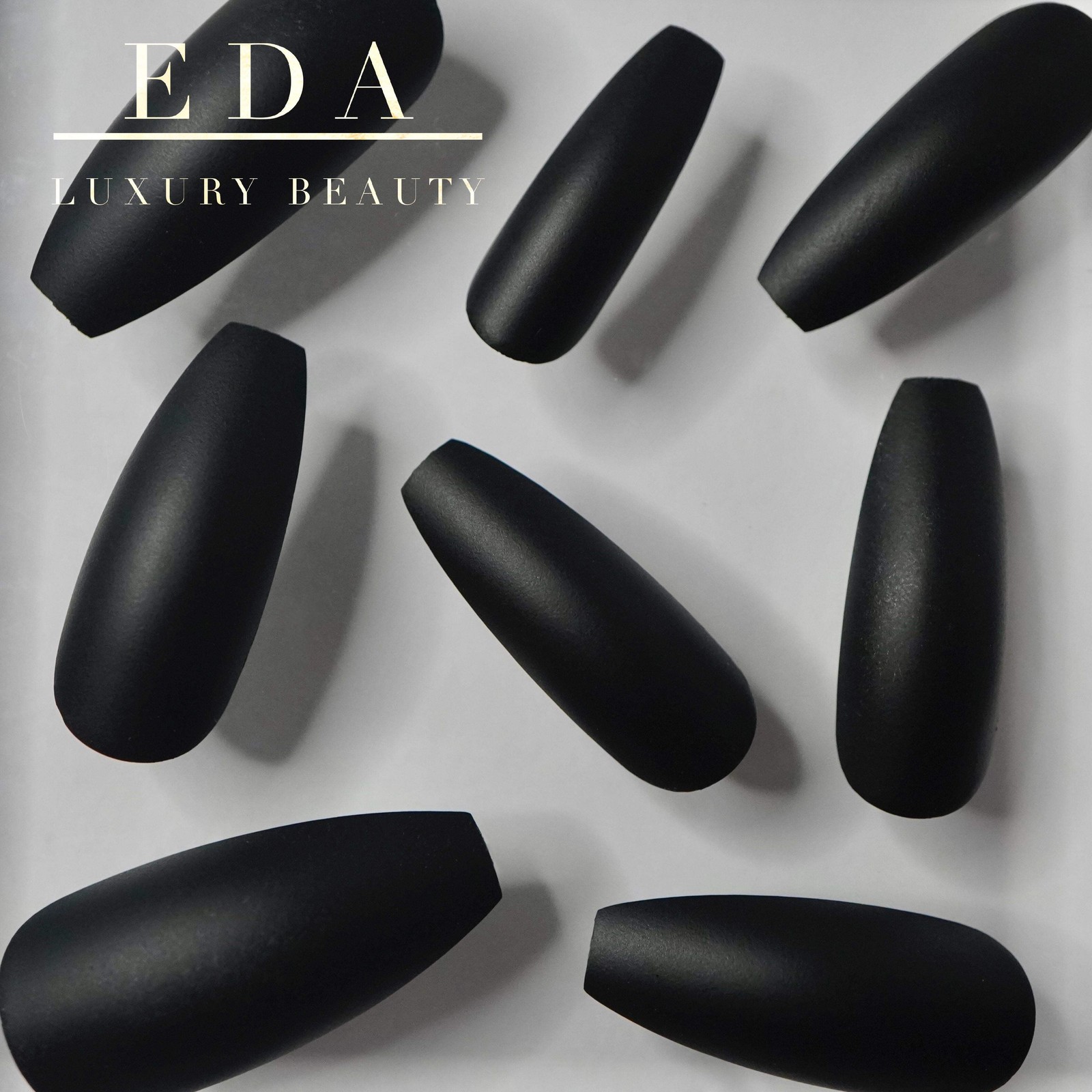 Black Matte Halloween Design Coffin Ballerina Extra Long Press On False Nails