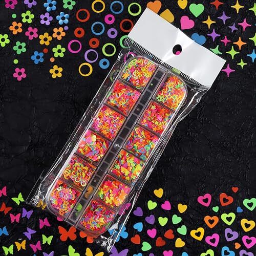 Luminous Nail Art Sequins, Fluorescent 3D Nail Glitter Flower and Butterfly