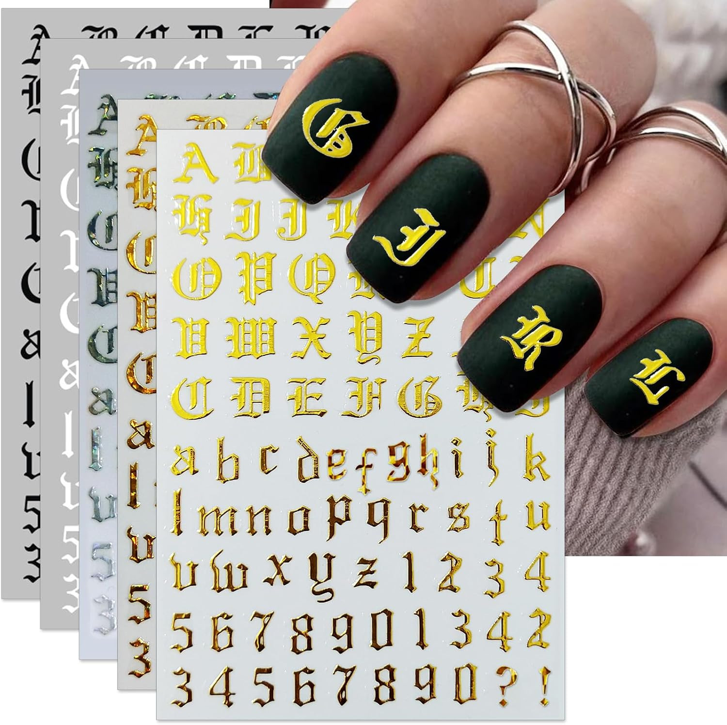 Letter Nail Art Stickers – 3D English Alphabet Nail Decals for DIY Part of Fluor