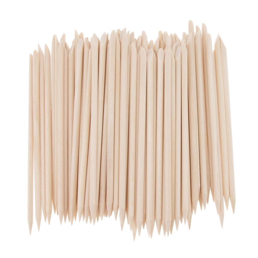 100Pcs Nail Art Sticks Cuticle Pusher Remover Manicure Tool