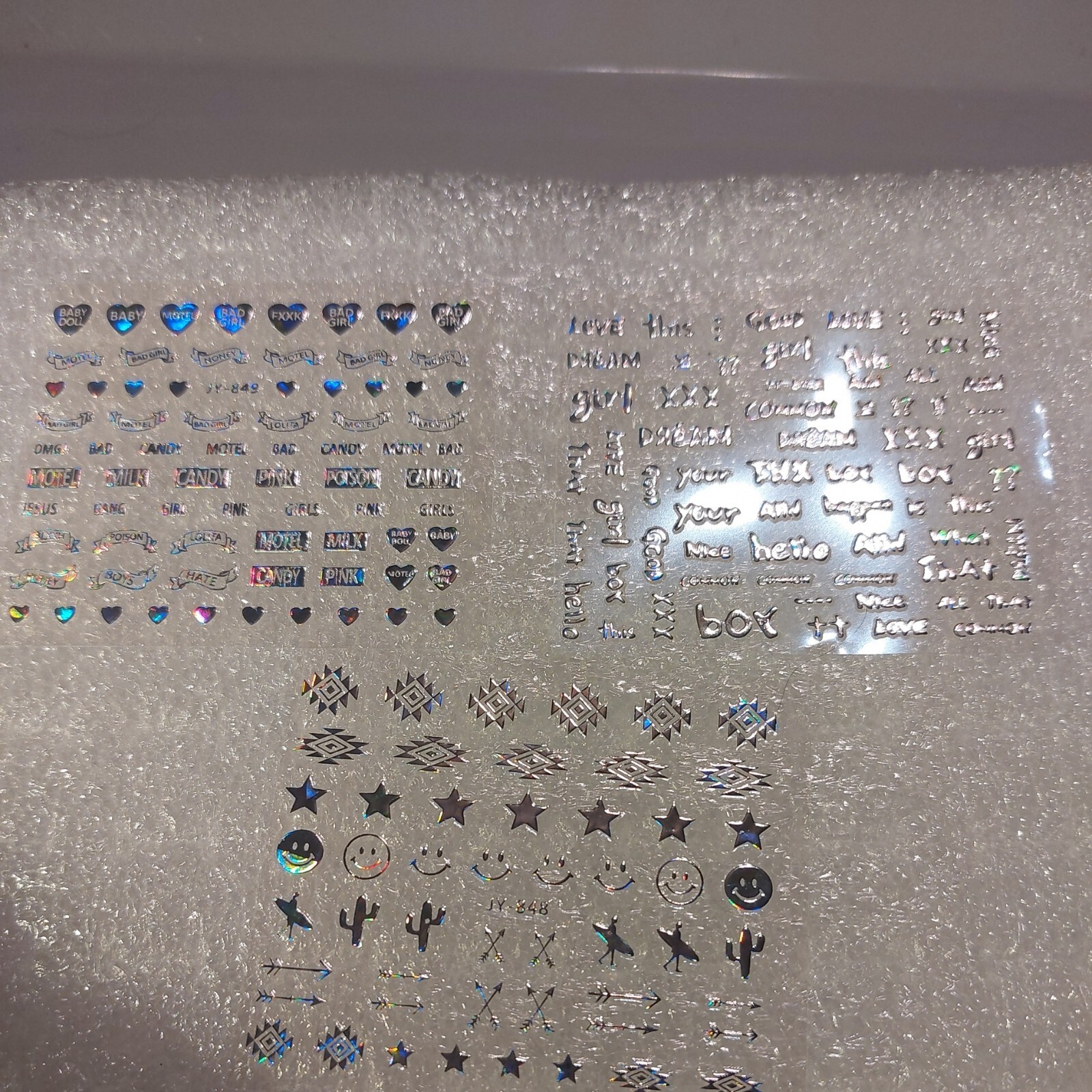 3 X Small Sheets Of Silver Nail Art Stickers (Dn426) New