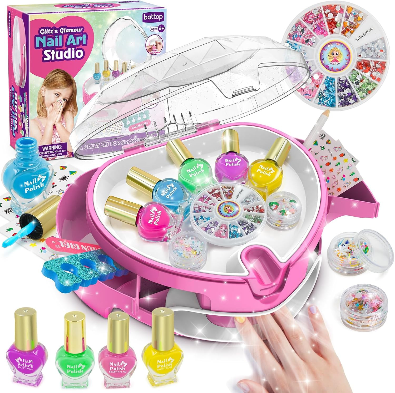 Kids Nail Polish Set for Girls, Nail Art Kit for Kids with All-In-One Organizer