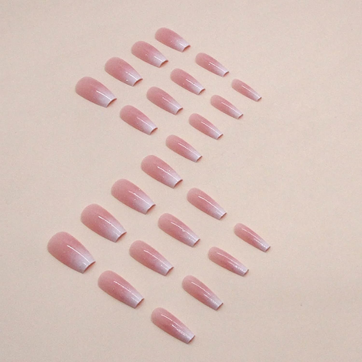 Bling Coffin Press on Nails Fake Nails Tips Full Cover Medium False Gradient