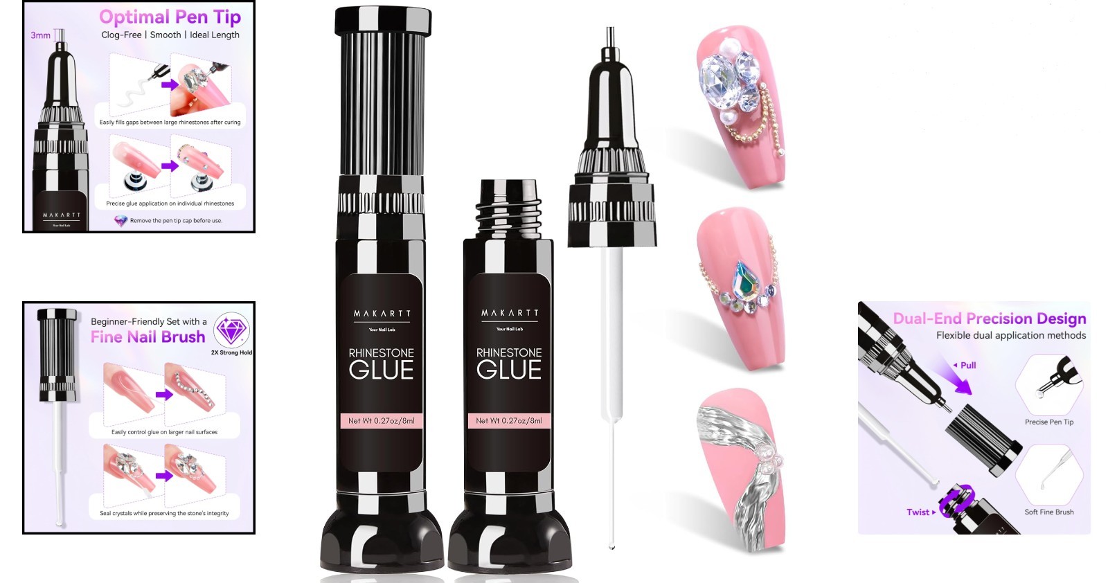 Nail Art Lover’s Essential: Super Strong Rhinestone Glue with Dual Tips – 16ml