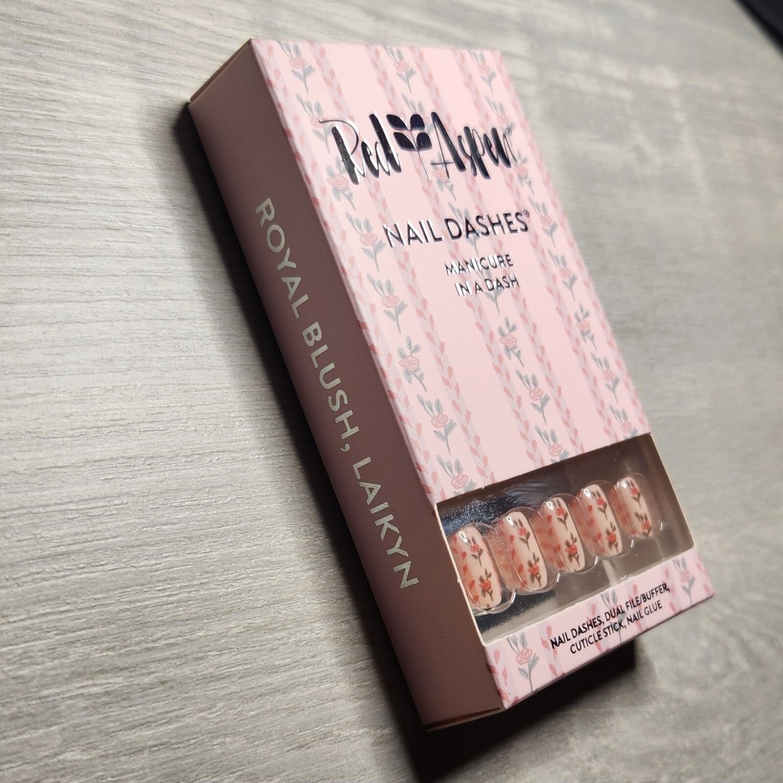 Press On Nails Royal Blush, Laikyn Pink Floral Spring Easter Dashes Red Aspen
