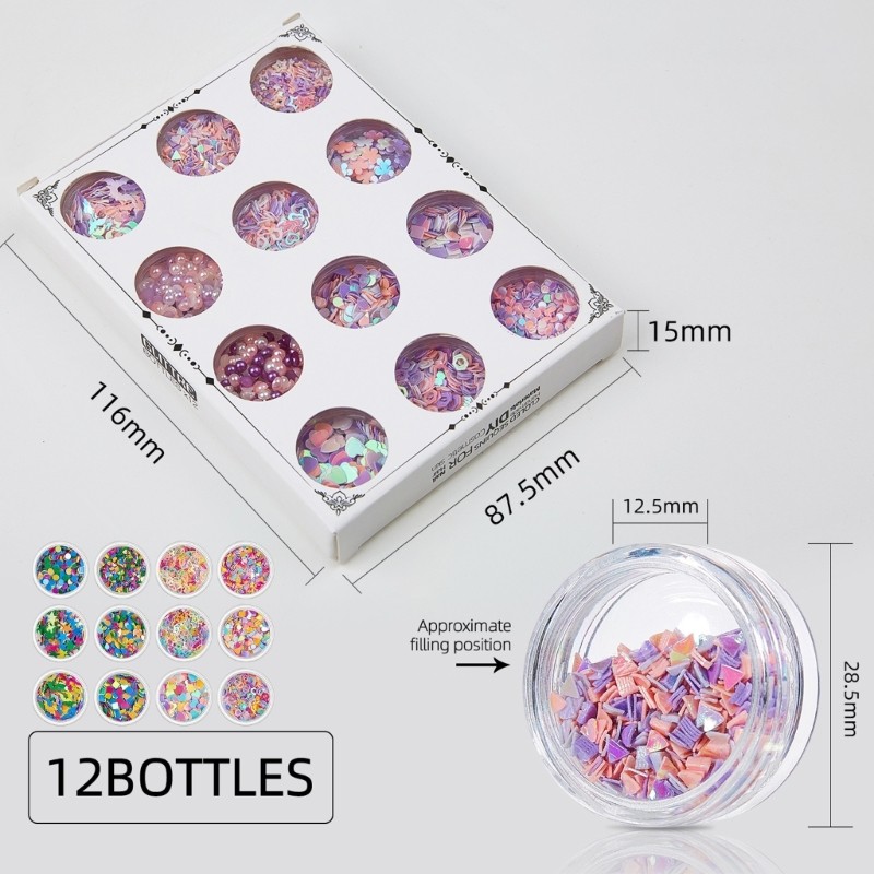 12Box Bowknot Nails Art Decoration 3D Nail Charm Nail Accessories Various Shapes