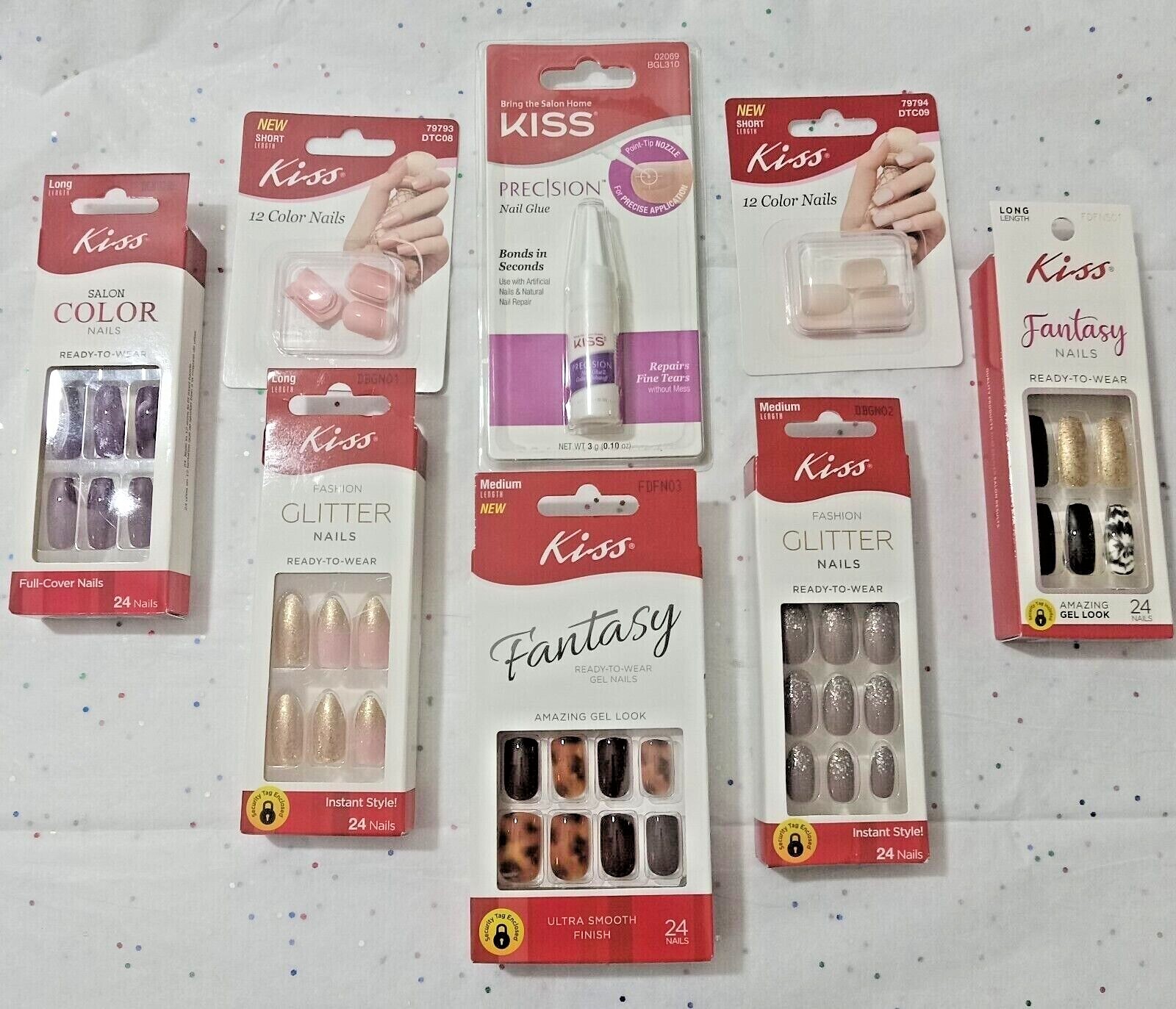 Kiss Glue On Nails Press On Nails Glitter Fantasy Multiple Styles SEE VIDEO