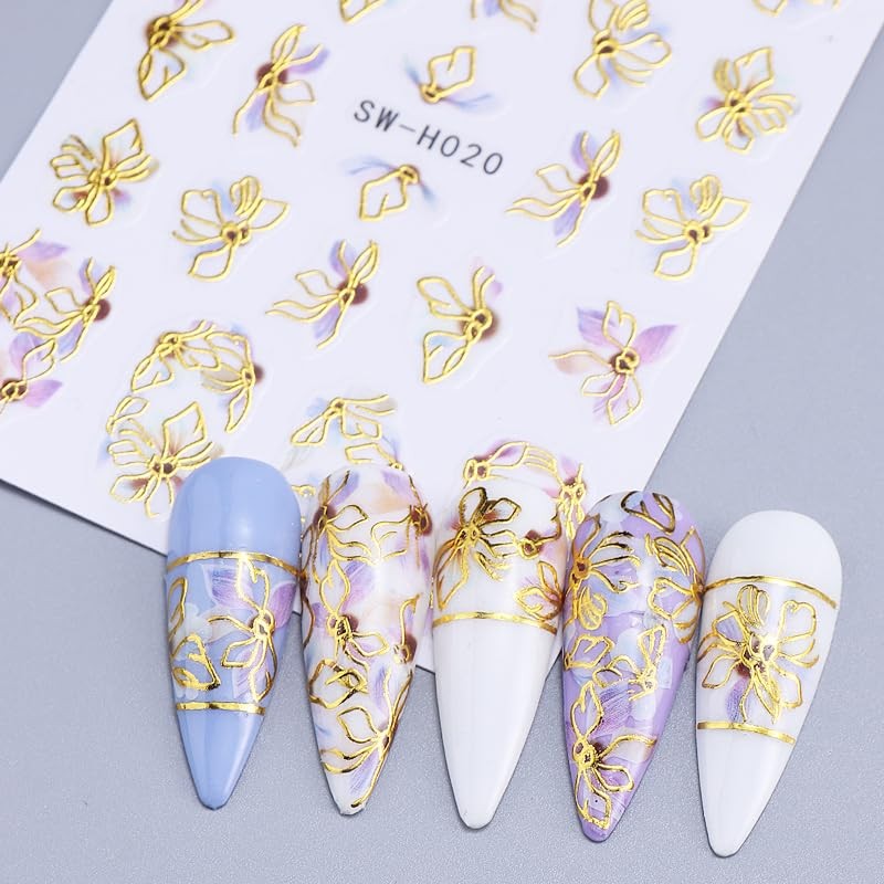 Flower Nail Stickers 3D Elegant Floral Nail Art Decal 6PCS 3D SelfAdhesive Ja…