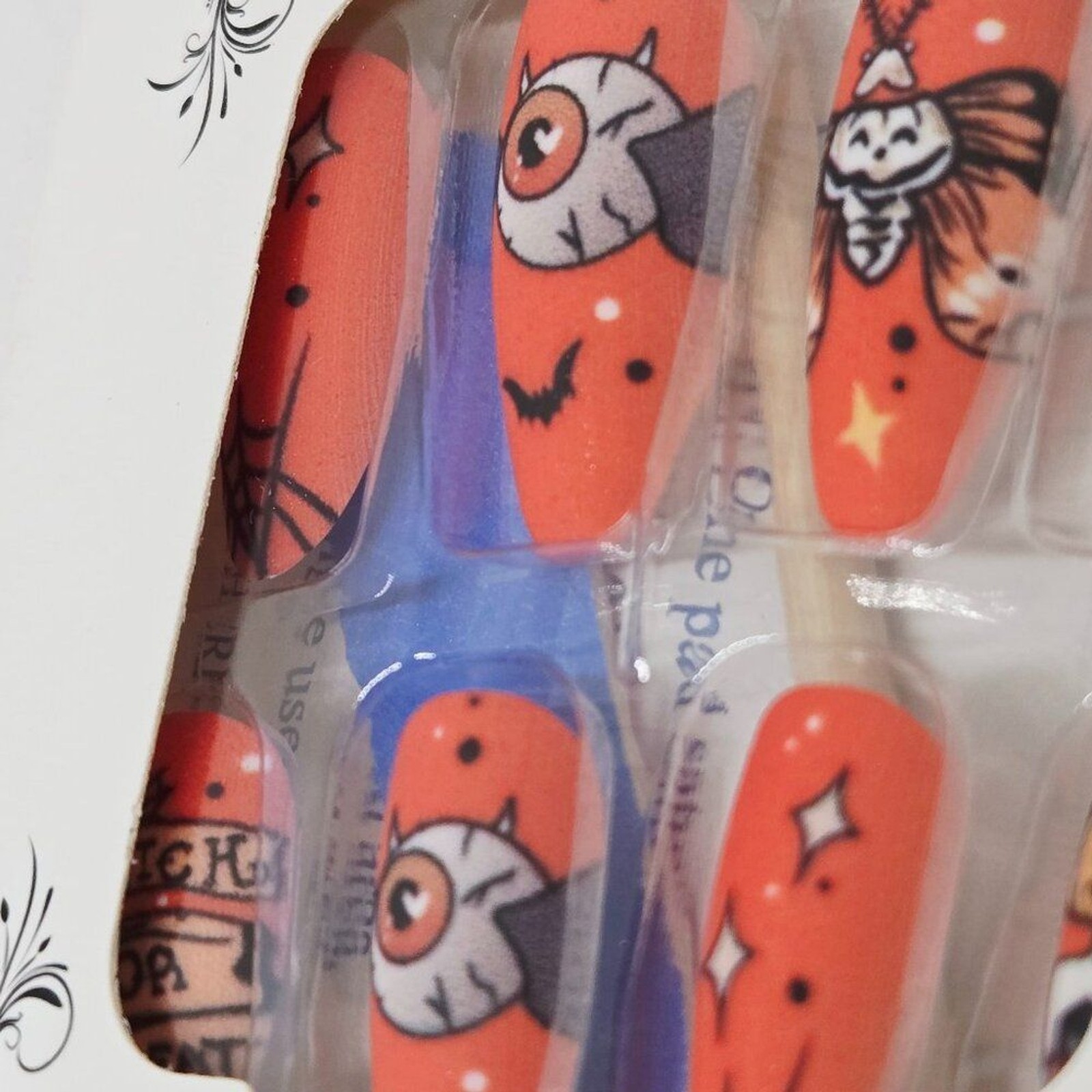 NIB SET OF 2 HALLOWEEN DECOR/PARTY PRESS ON NAILS, GHOSTS, PUMPKINS, 48 TOTAL