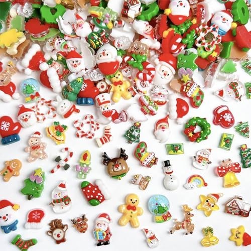 40Pcs Christmas Mix Nail Charms Reindeer Snowman Santa Claus Nail YH-6