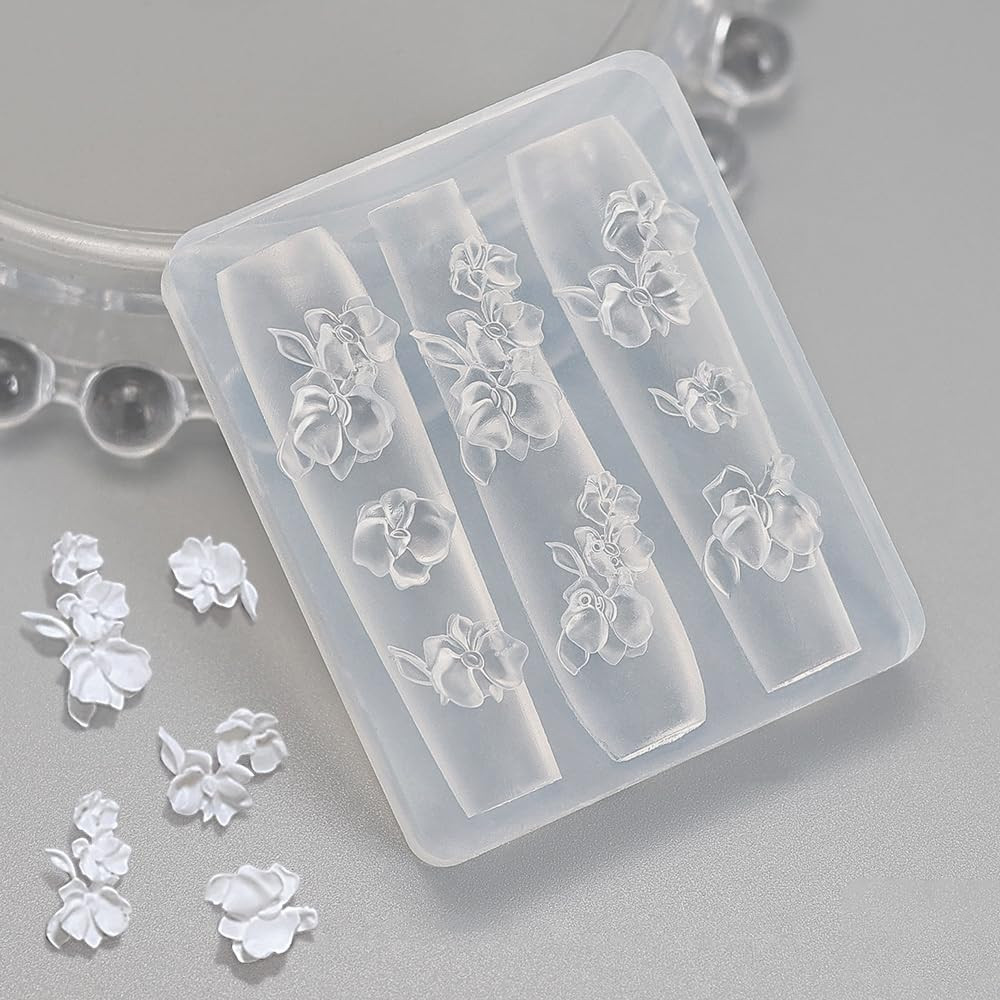 Silicone 3D Flower Nail Art Molds for DIY Manicure and Design