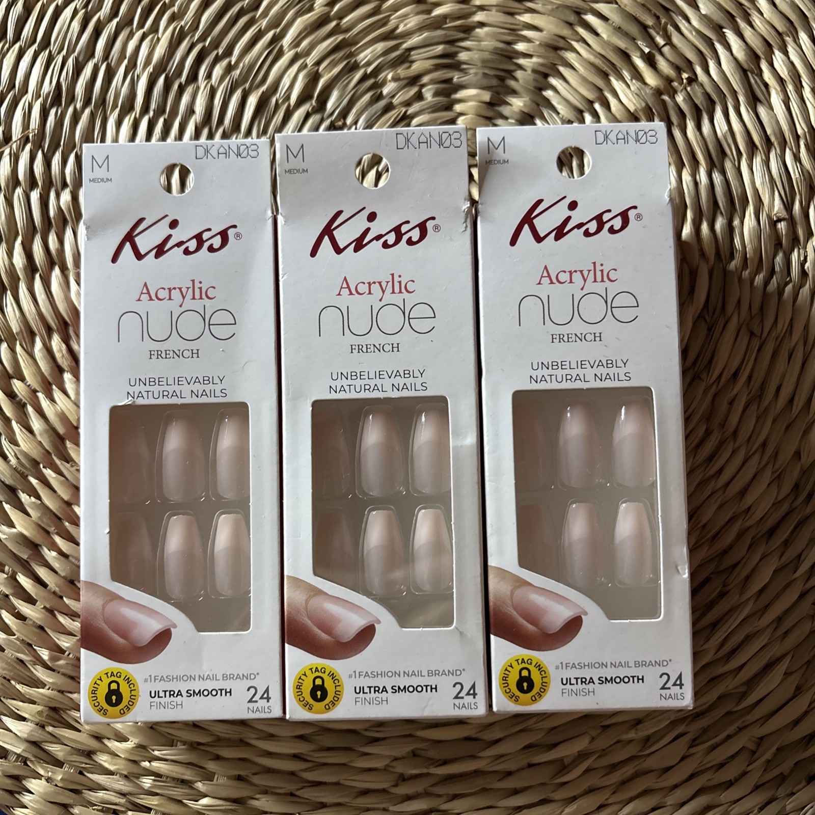 Kiss Acrylic Nude French Medium Nails – Remembrance – 24 Count – 3 Pack – DKAN03