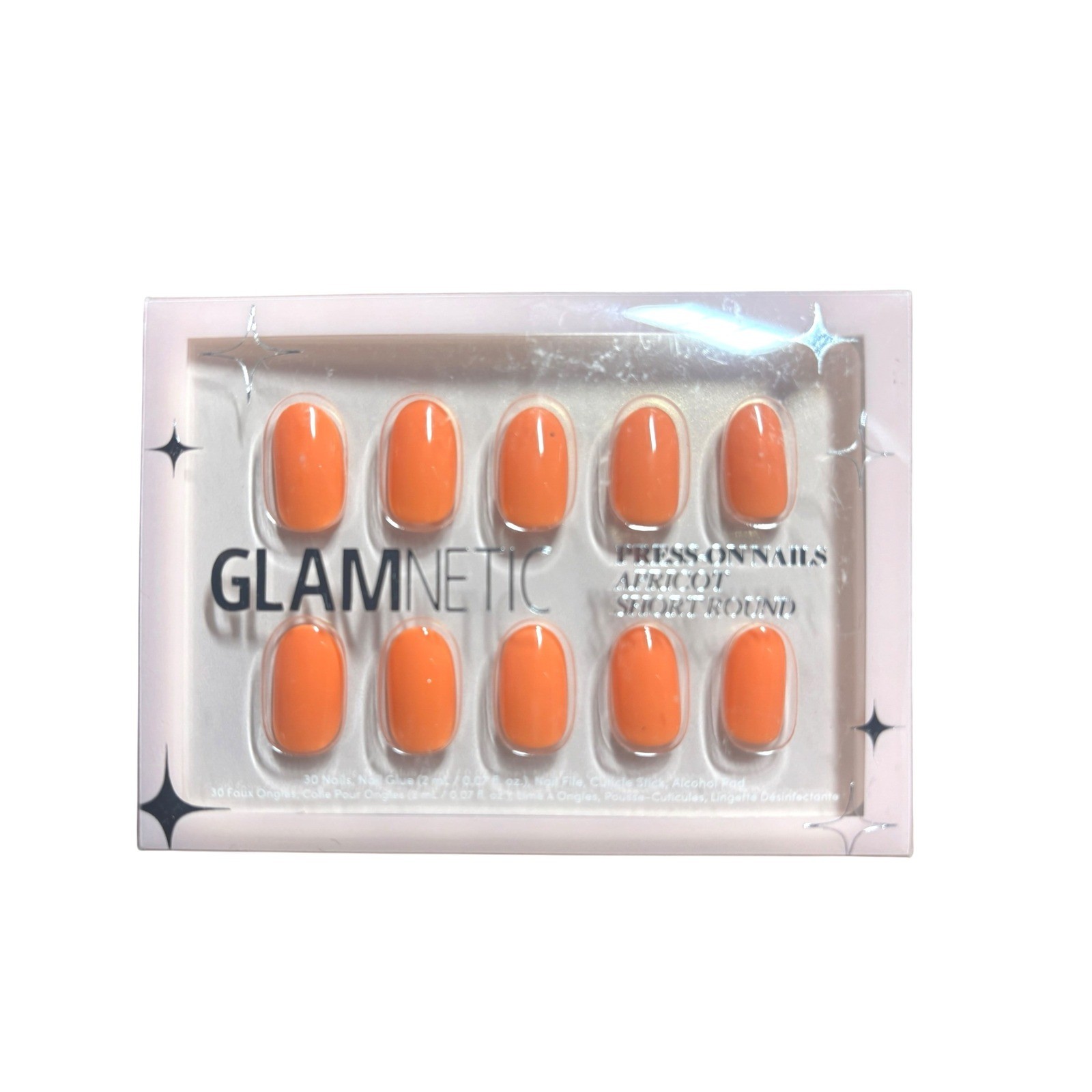 Glamnetic Press-On Nails Apricot Short Round Orange Faux Nail Kit 30ct NEW