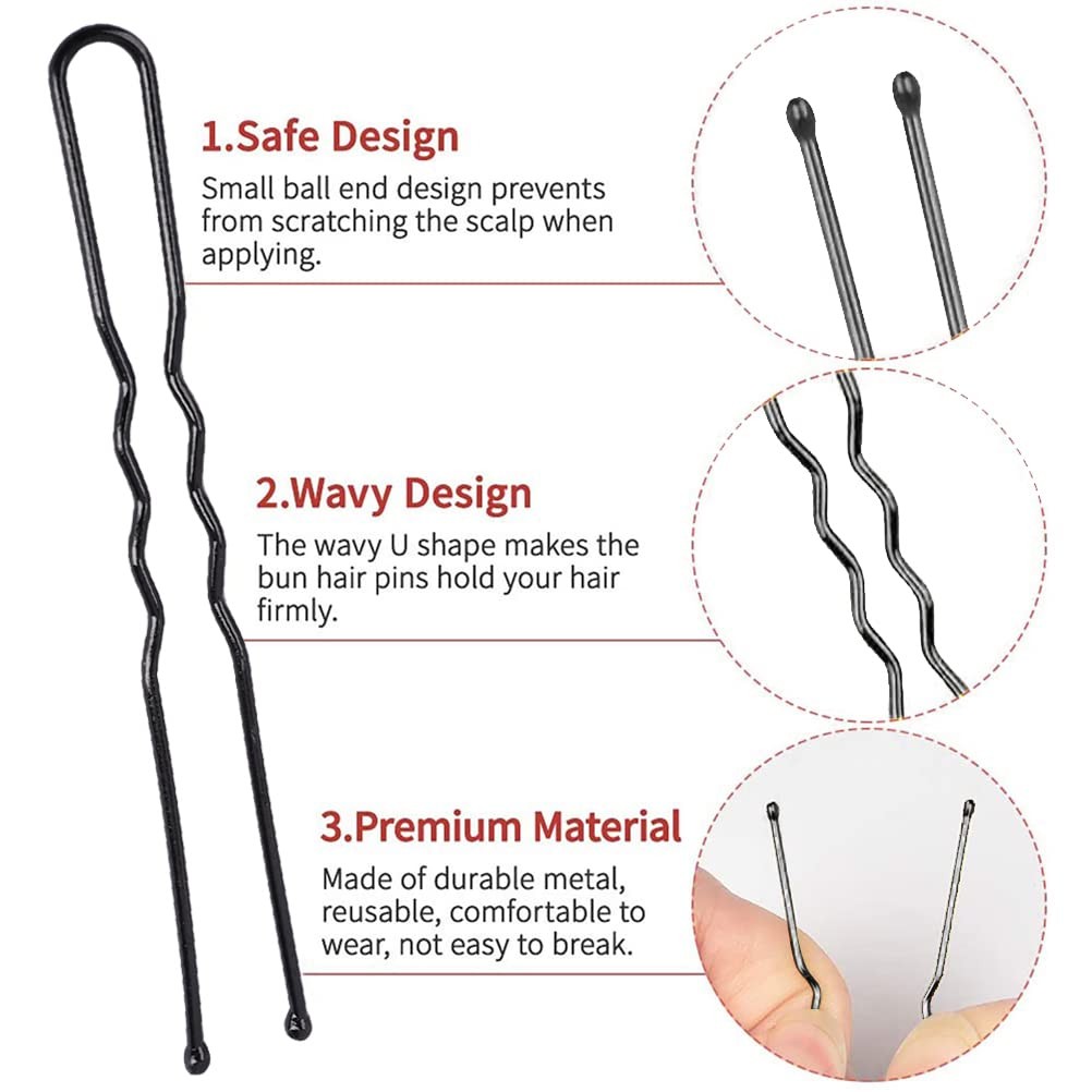 WSICSE U Shaped Hair Pins, 200Pcs 200 Count (Pack of 1), Black and Brown