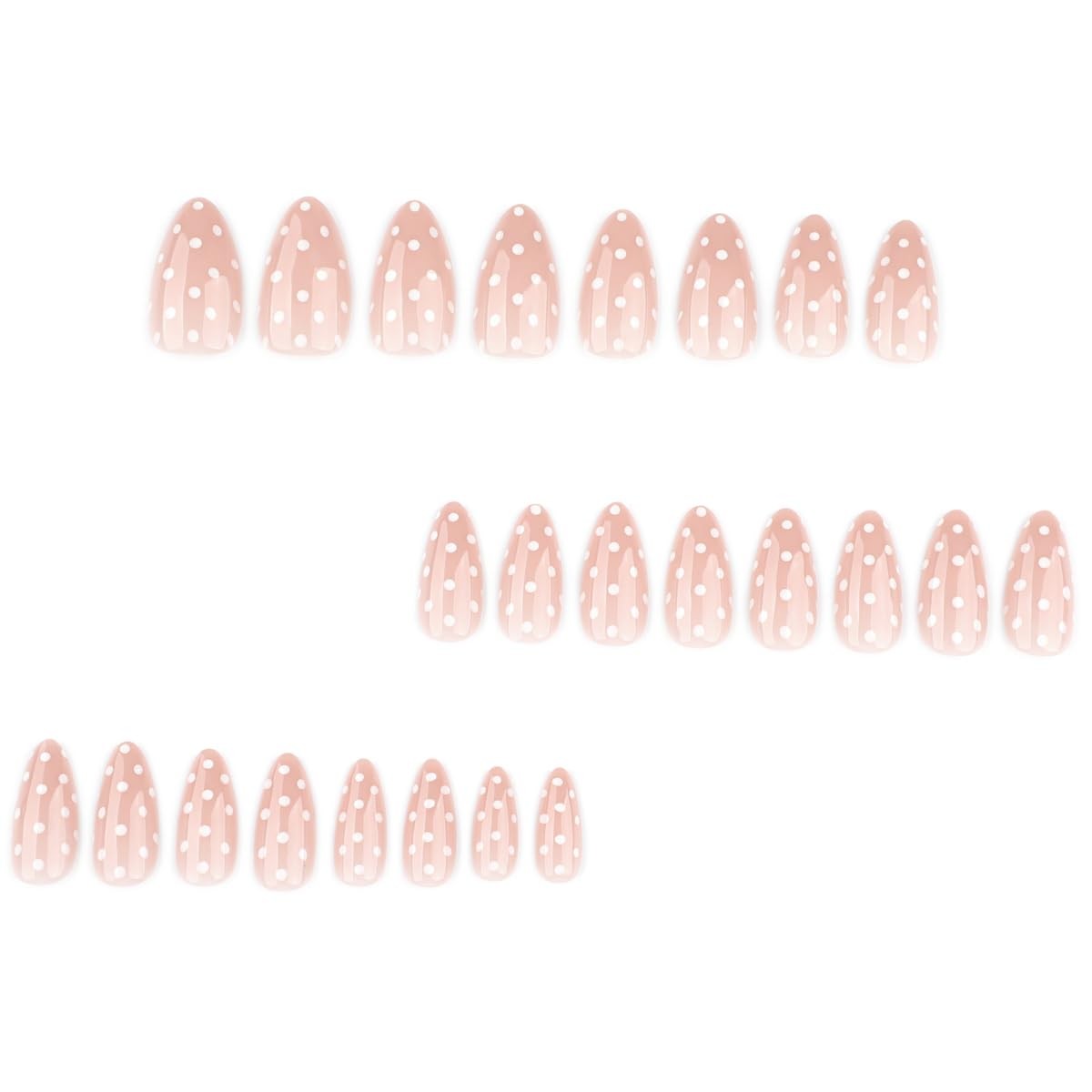 Polka Dot Press on Nails Short Almond Fake Cute False Medium, Style-6