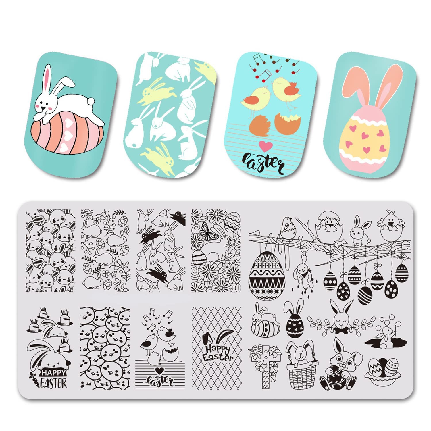 Easter Nail Stamping Plates Cute Bunny Nail Stamping Plate Chick Easter Eggs …