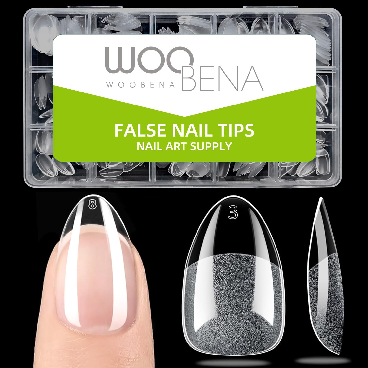 Short Almond Nail Tips, Short Nail Tips 300Pcs 15Size Pre Etched Press On Nai…