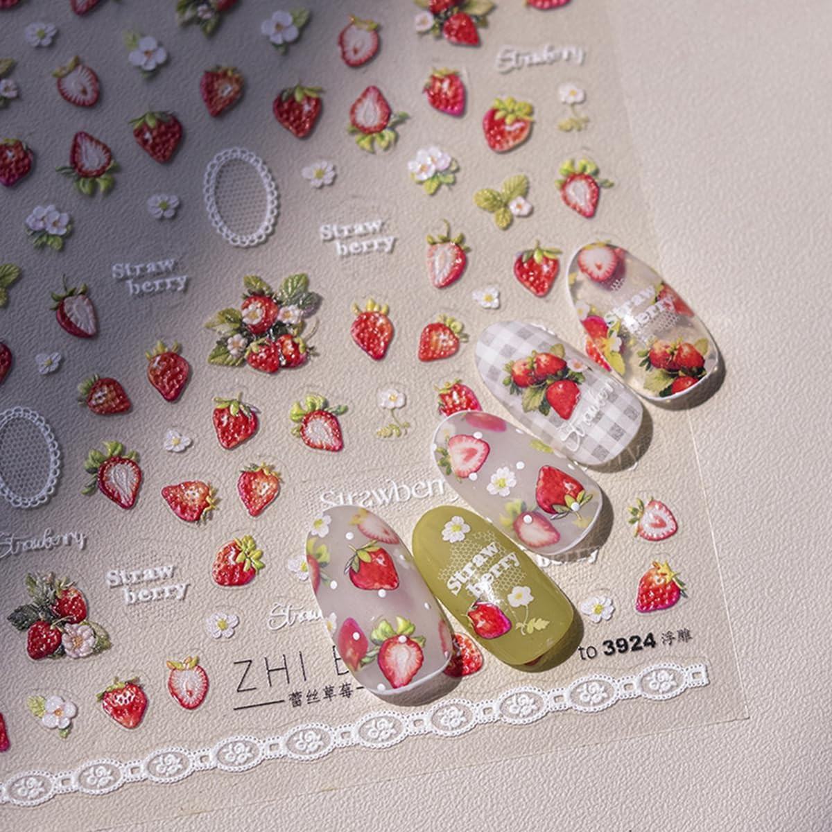 Lemon Nail Art Stickers Decals 5D Embossed Summer Lemon Nail Decals 1PCS Fruit S