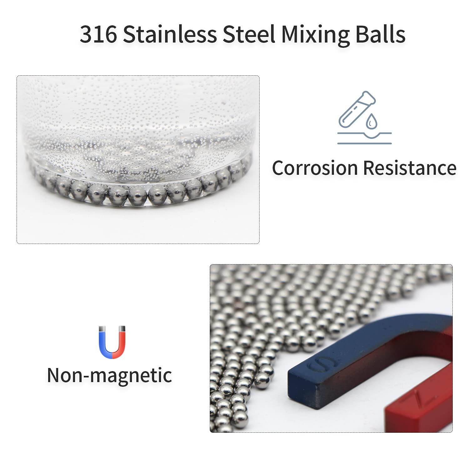 200PCS Paint Mixing Balls, Nail Polish Mixing Balls, 316 Stainless Steel Bearing