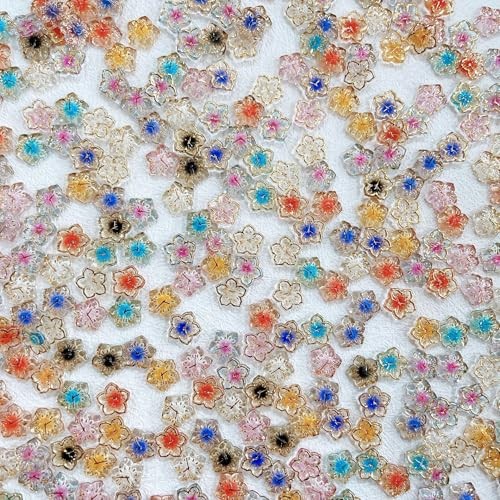 50Pcs Colorful Flower Nail Art Charms Gold Edge Resin Flower summer colorful-16