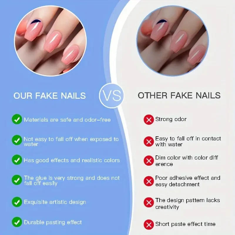 24 uñas postizas cortas cuadradas rosas diseño de corazones lunares mate mujer