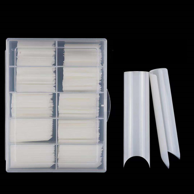 200Pcs XXL C Curve Nail Tips Extra Long Square Fake Nails Half Cover False Nail