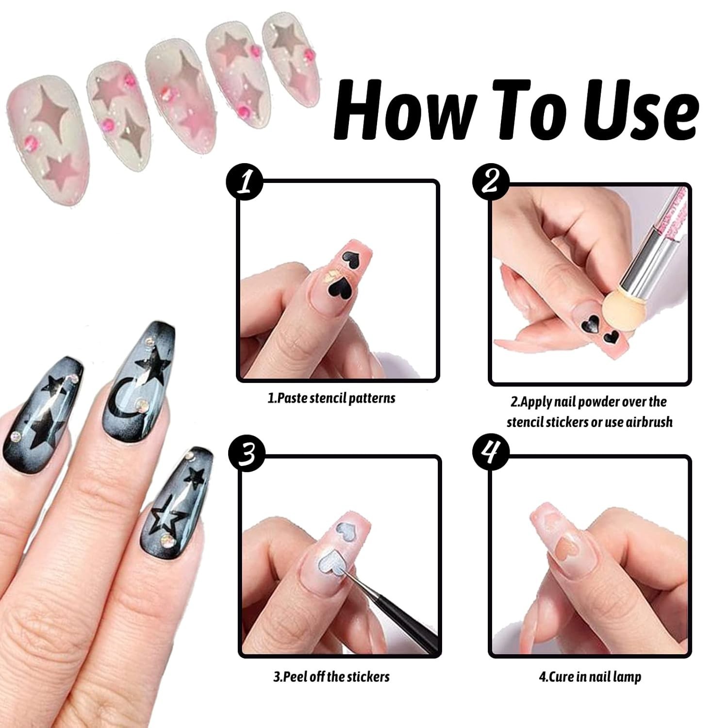 24 Sheets Airbrush Stencils Nail Stickers for Nail Art, French Nail Decals Pr…