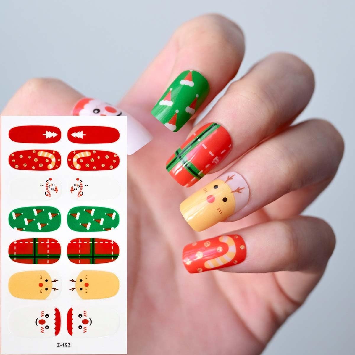 6 Sheets Christmas Nail Wraps Stickers Glitter Christmas Nail Polish Snowman …