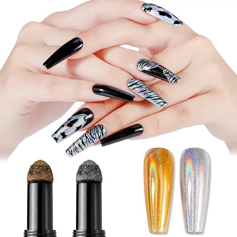 Nail Chrome PEN Mirror Powder Air Cushion Solid 14 Colours Dust Holographic Red