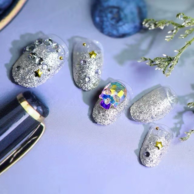 40Pcs Heart Crystal AB Rhinestone In Grids Multi Shape Flat- Back Nail Art