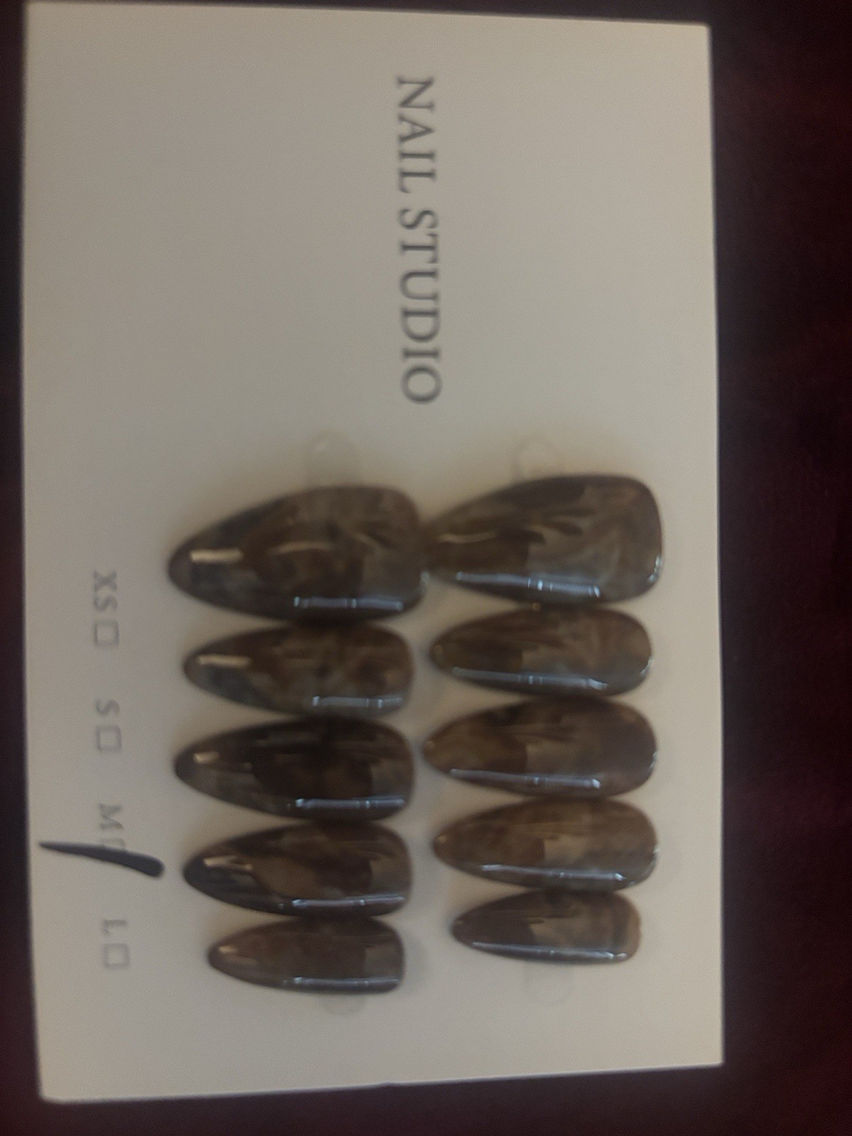 Nail Studio Press-On Nails Set Brown/Black Tortoiseshell Shiny Medium Almond