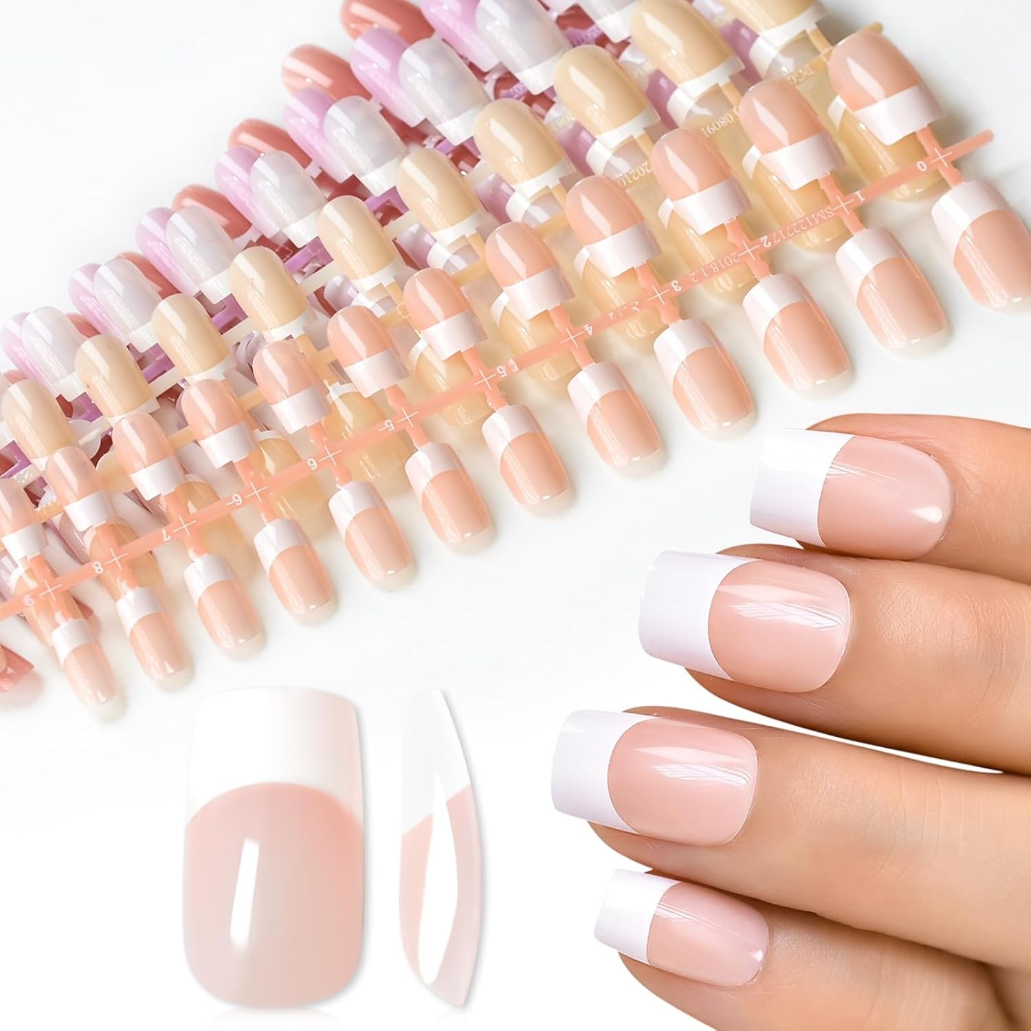 IKISKT 120Pcs 5 Pack Children ABS Plastic Fake Nails Press on Full Cover French
