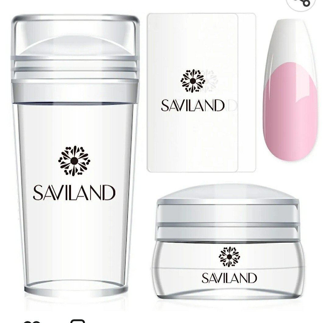 Saviland French Tip Nail Stamp – 4PCS Nail Art Stamper Kit Clear Silicone Nai…