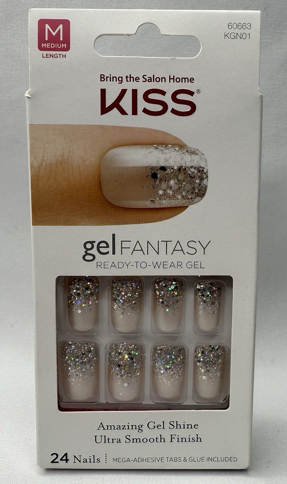 KISS GEL FANTASY NAILS PACK OF X6 MEDIUM LENGTH READY TO WEAR HOLIDAY CHRISTMAS