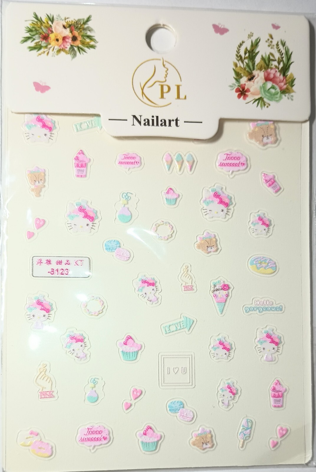 Hello Kitty 5D Art Nails Stickers Women Girls Nail Art Decoration DIY