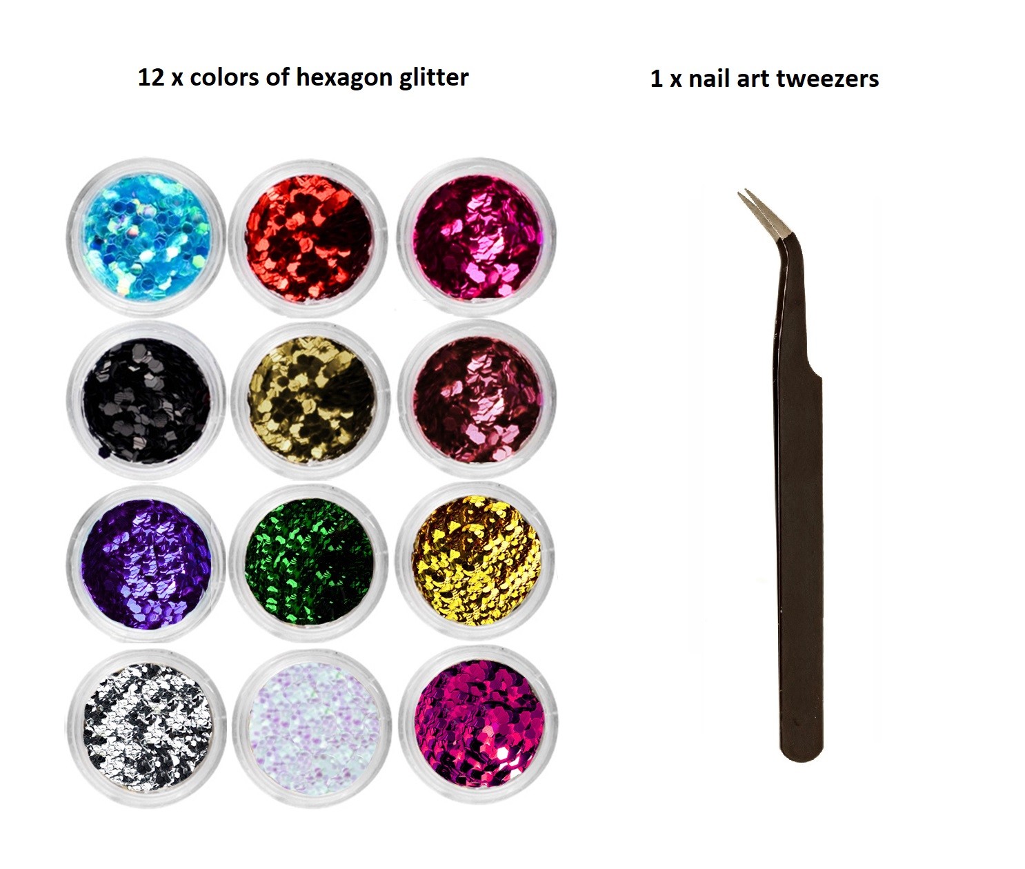 12 Color Nail Art Glitter Sparkle Sequins Holographic Metallic Flakes Nail Decor